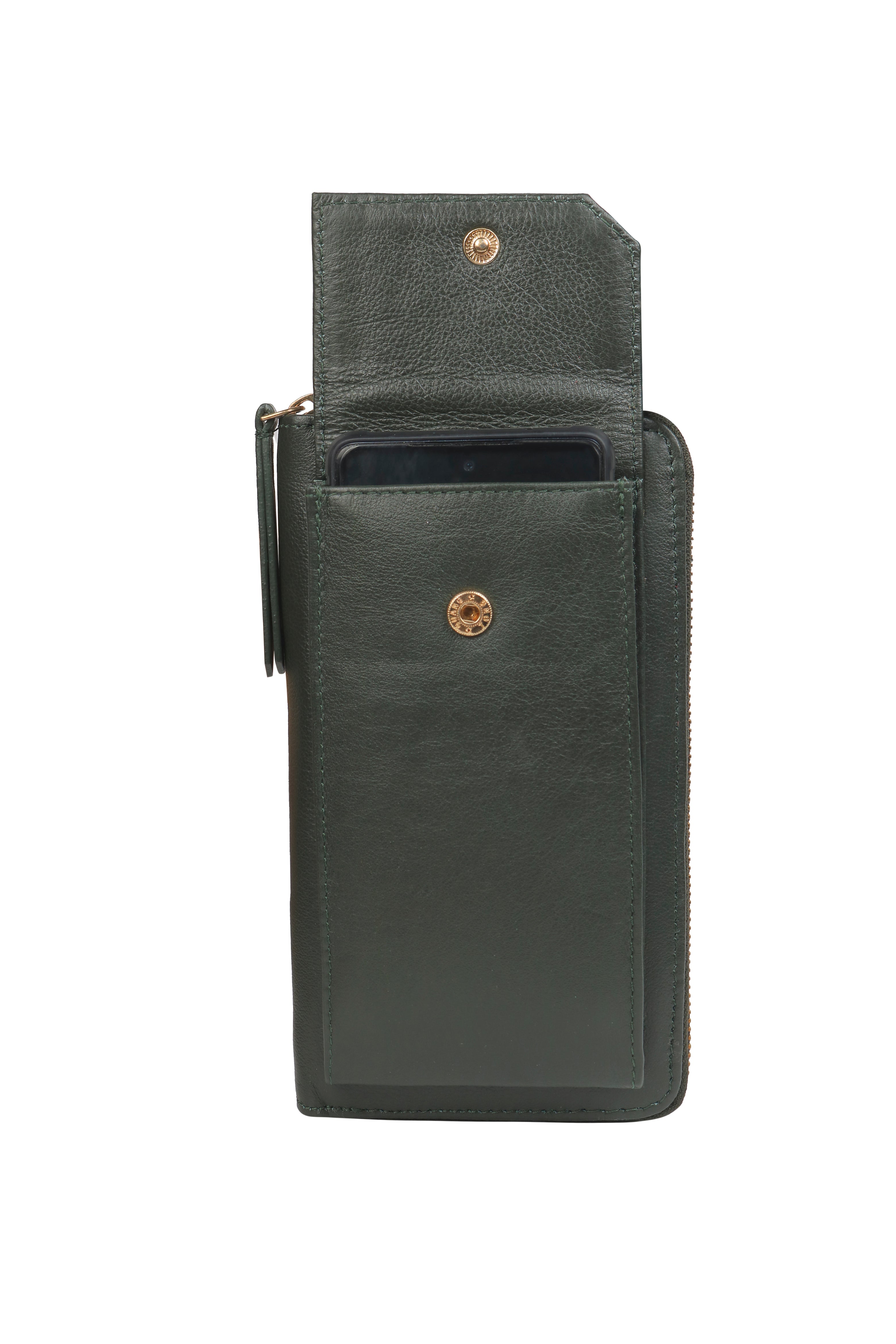 Three Fold Wallet Crossbody Hunter Green