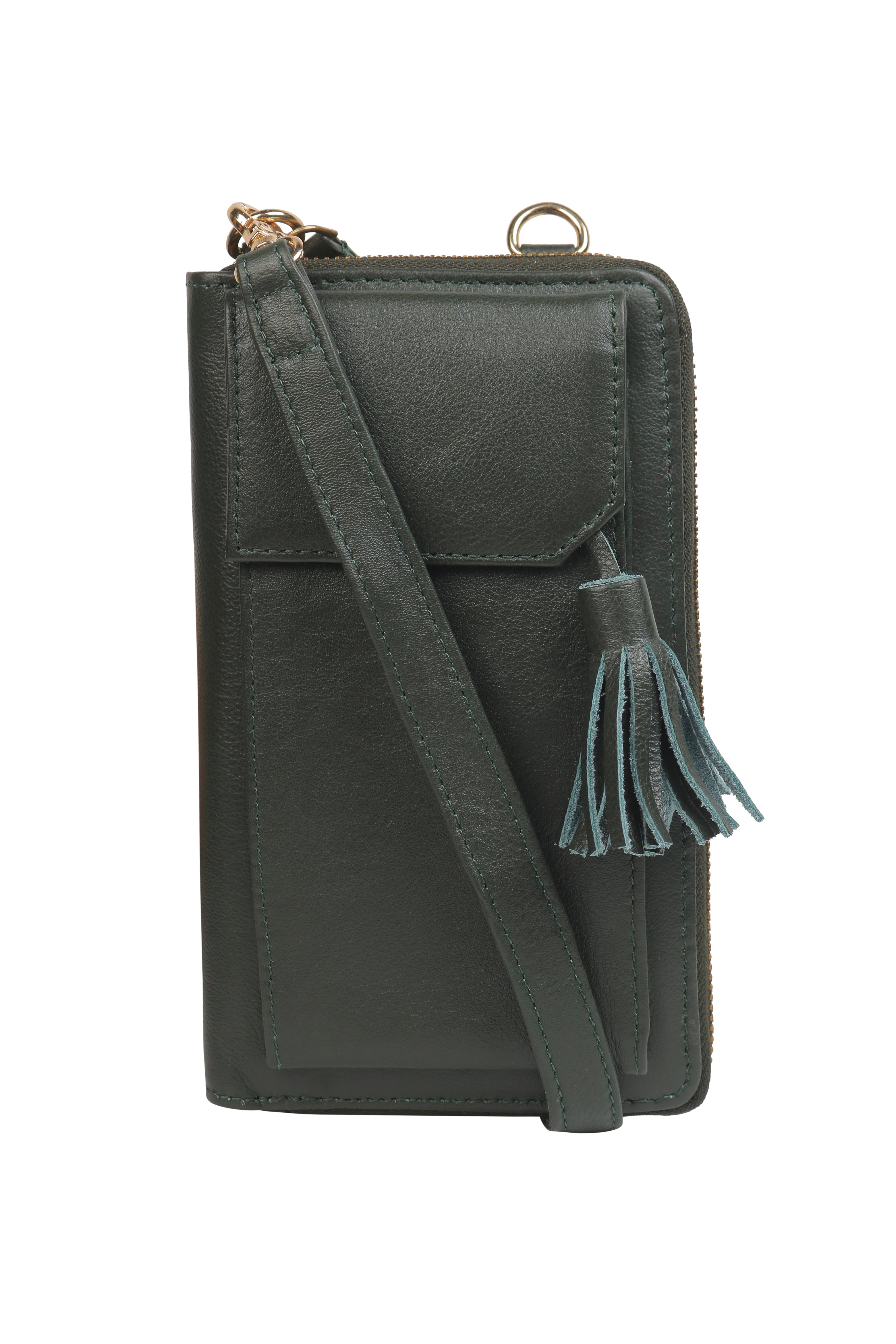 Three Fold Wallet Crossbody Hunter Green