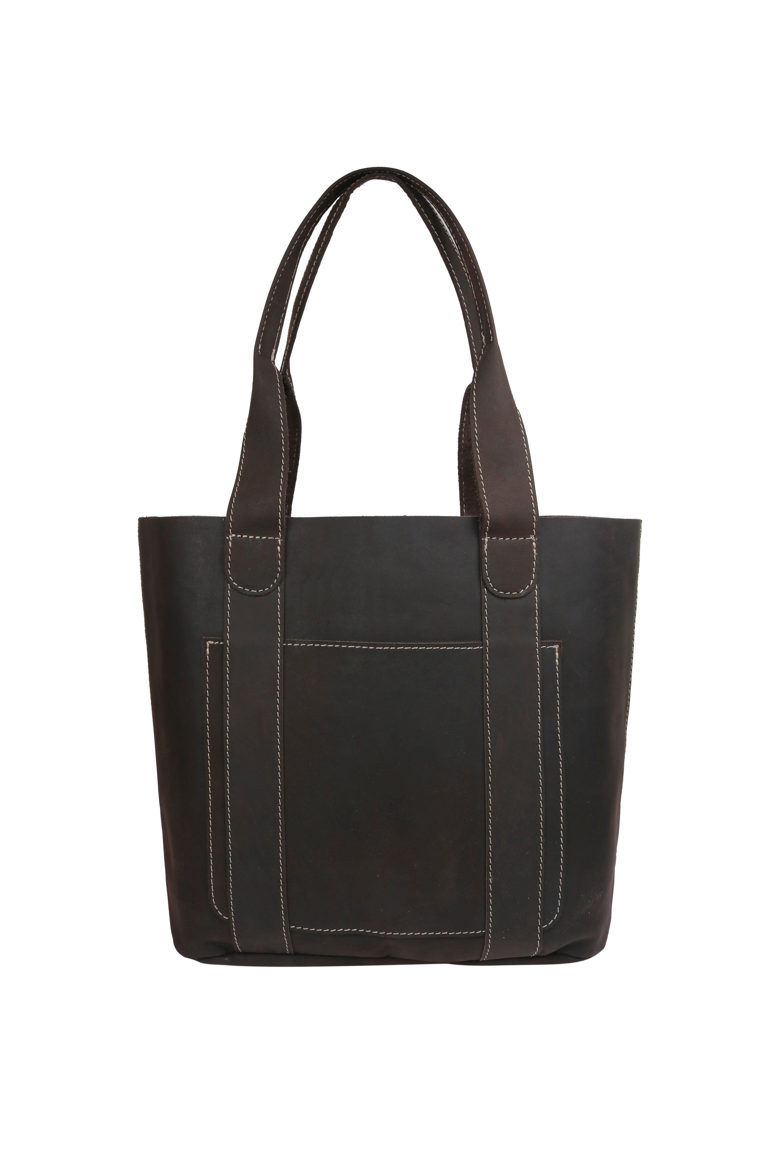 Threaded Pocket Tote Oil Tan Brown