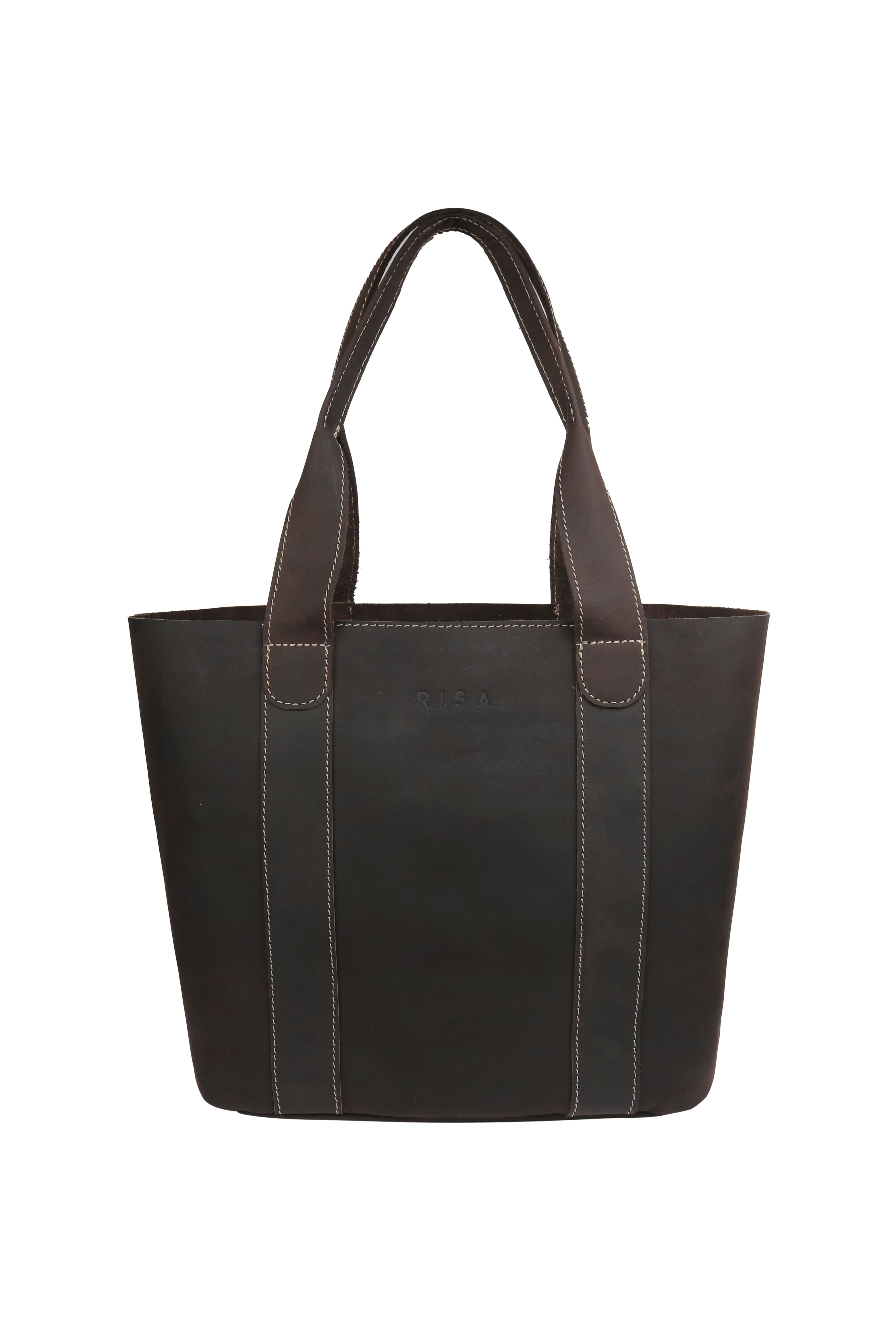 Threaded Pocket Tote Oil Tan Brown