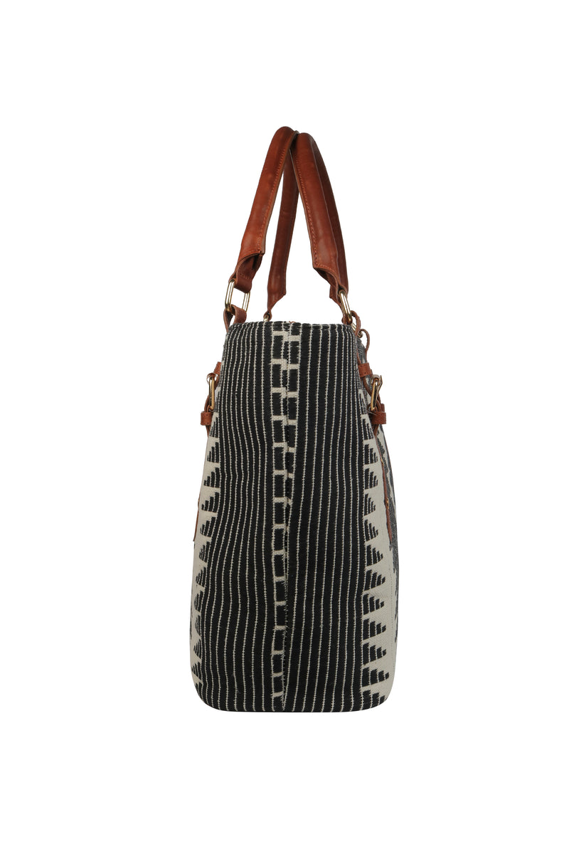 Jacquard Handbag (Black Ikhat Print)