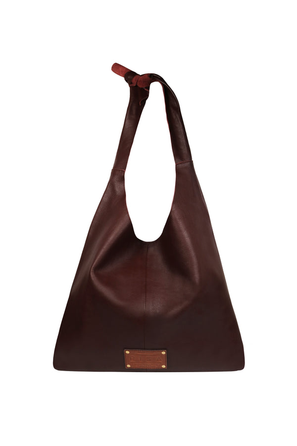Knot Leather Shoulder Bag (Aggie Maroon)