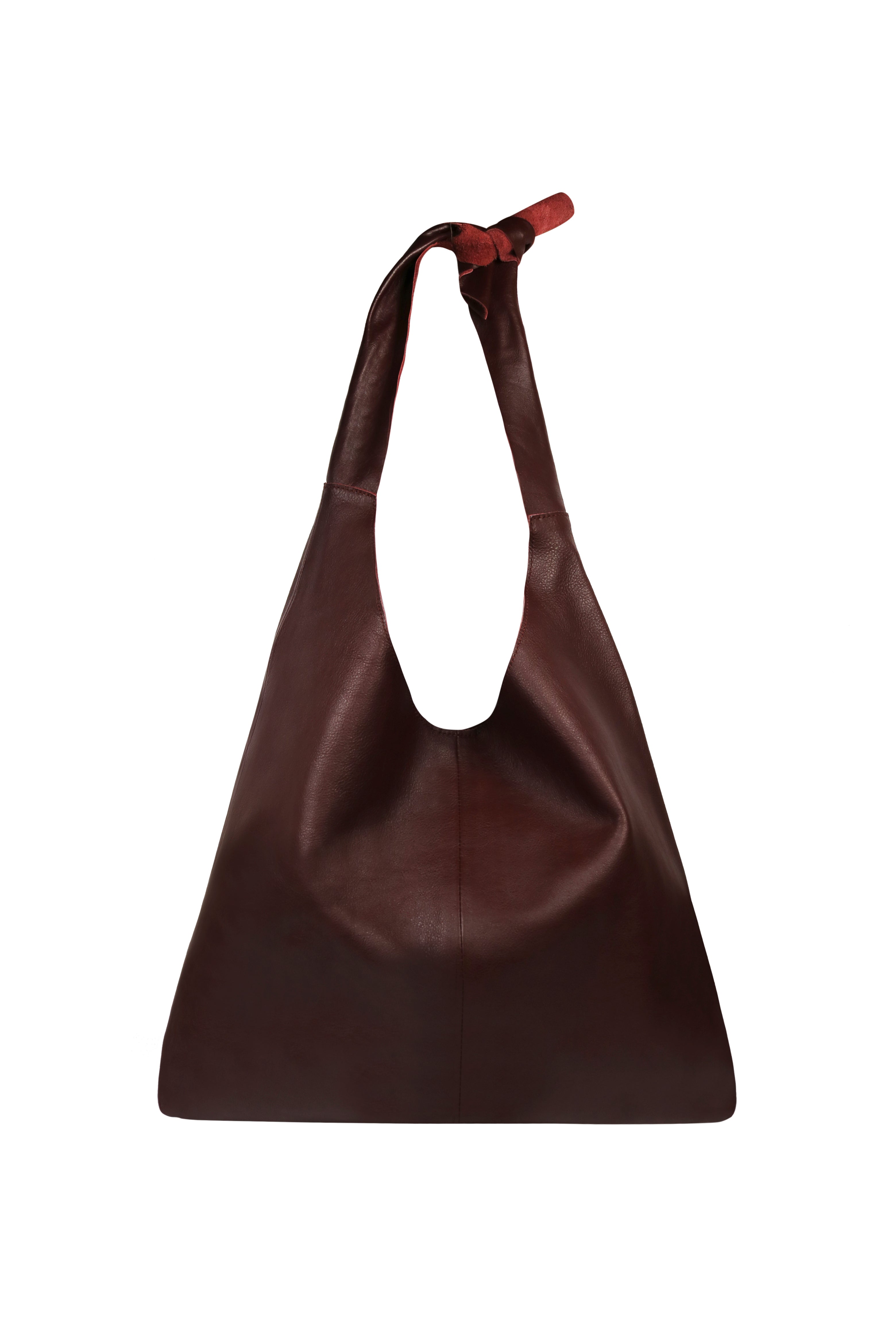 Knot Leather Shoulder Bag Aggie Maroon