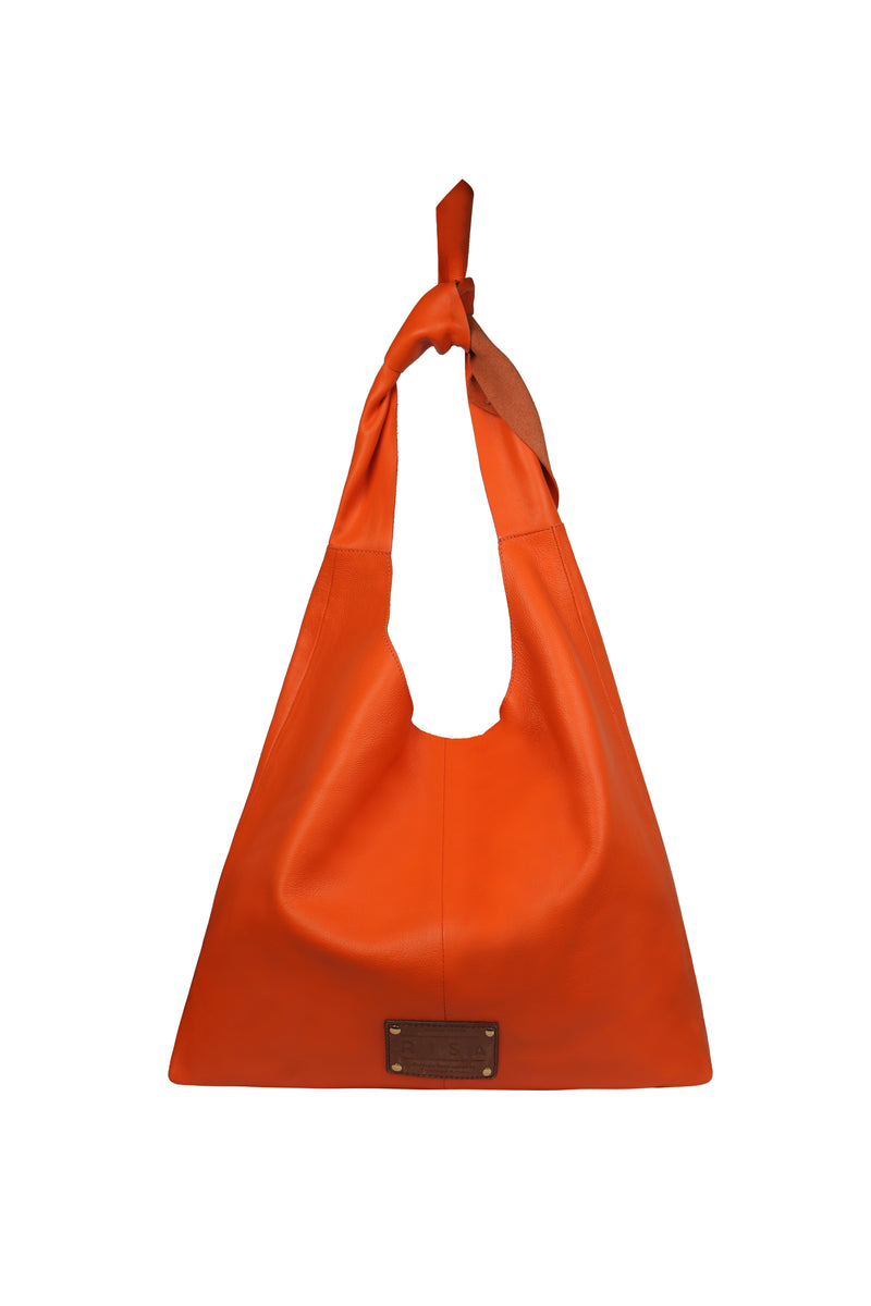 Knot Leather Shoulder Bag  (Orange)