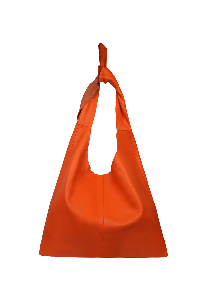 Knot Leather Shoulder Bag  (Orange)