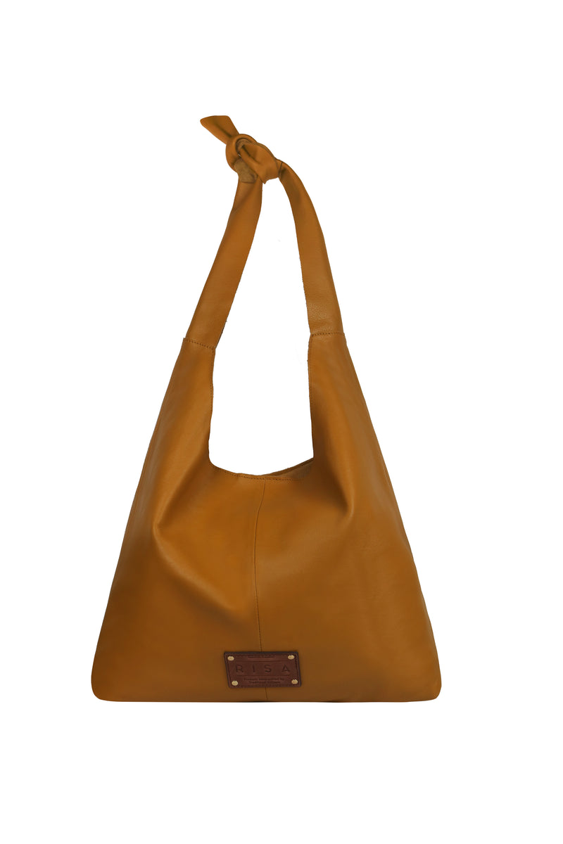 Knot Leather Shoulder Bag (Mustard)
