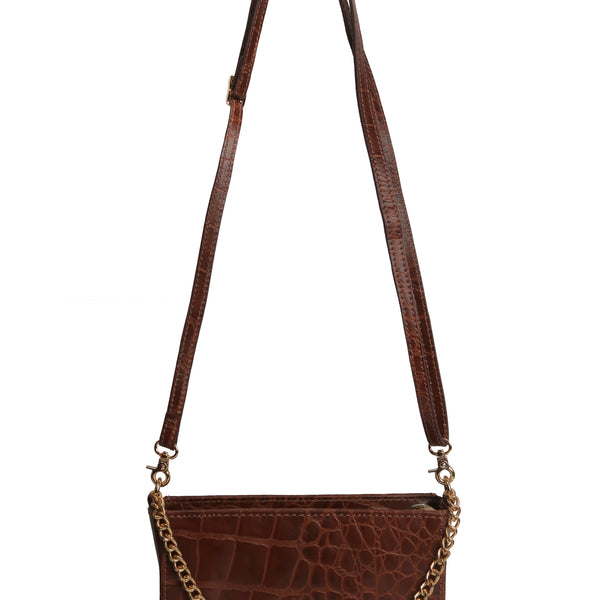 Brown croc crossbody clearance bag