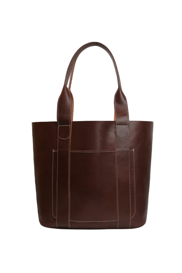 Threaded Pocket Tote (Dark Brown)
