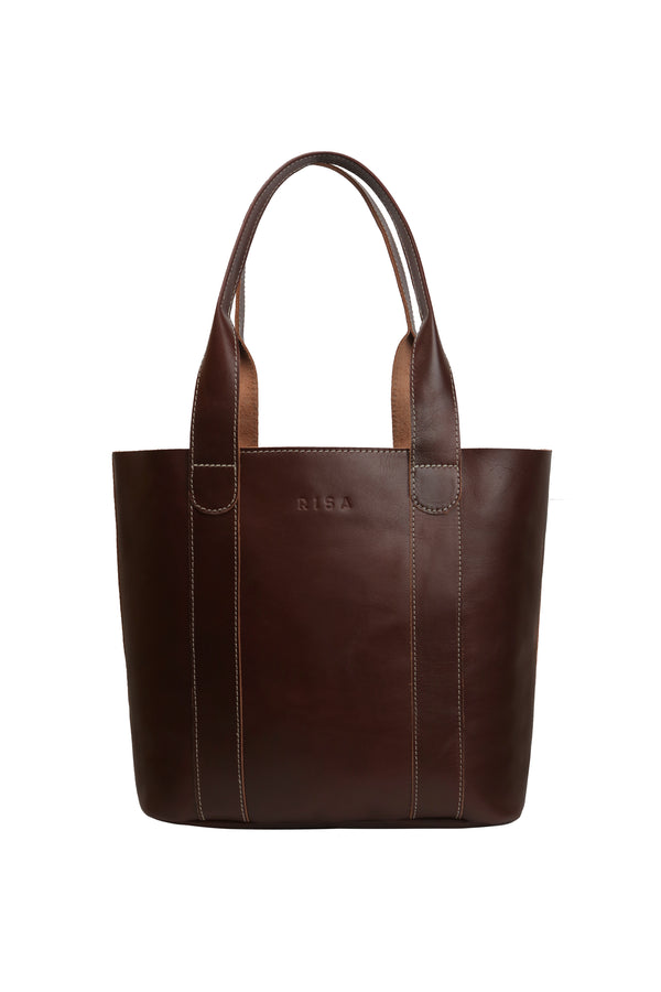 Threaded Pocket Tote (Dark Brown)