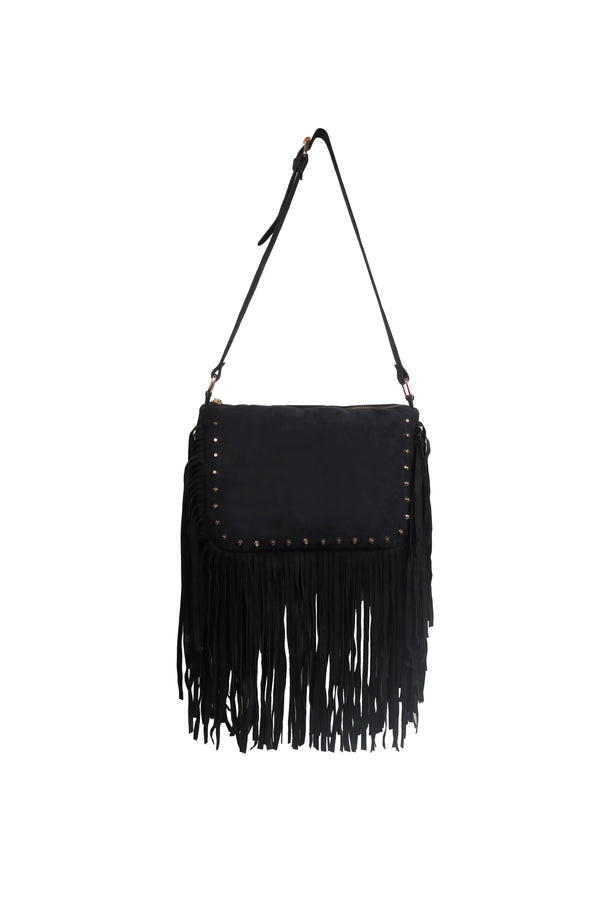 Boho Fringe Handbag (Black)