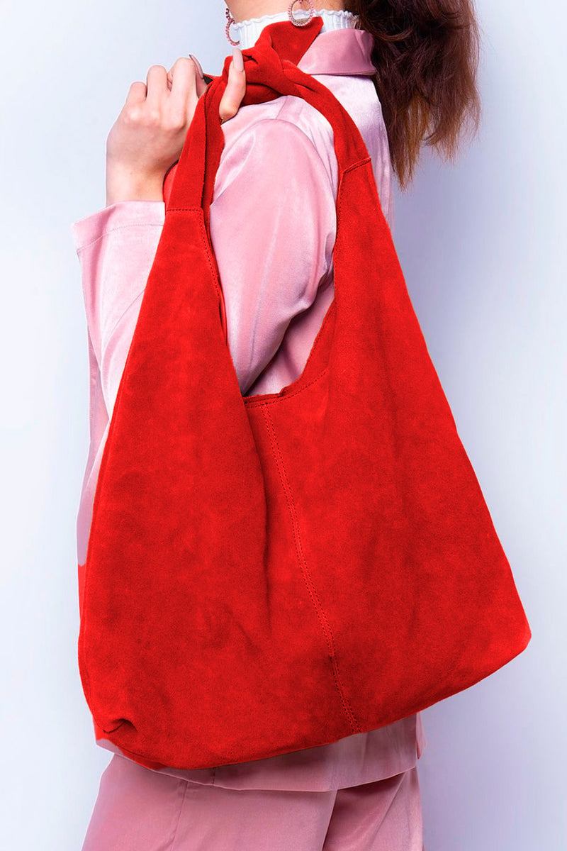 KNOT TOTE SUEDE RED