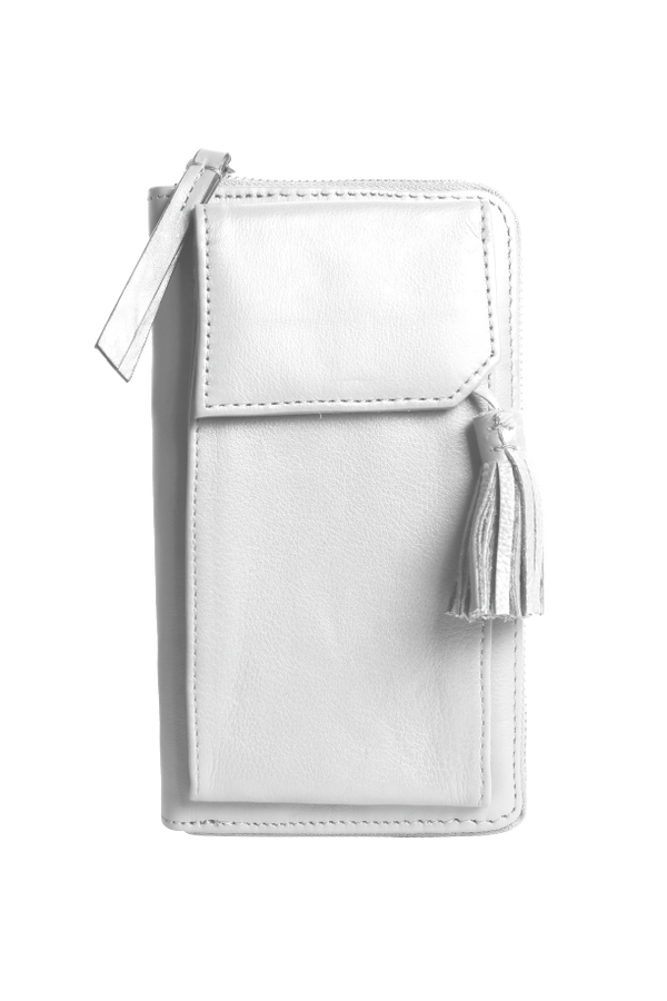 Three Fold Wallet Crossbody (White)