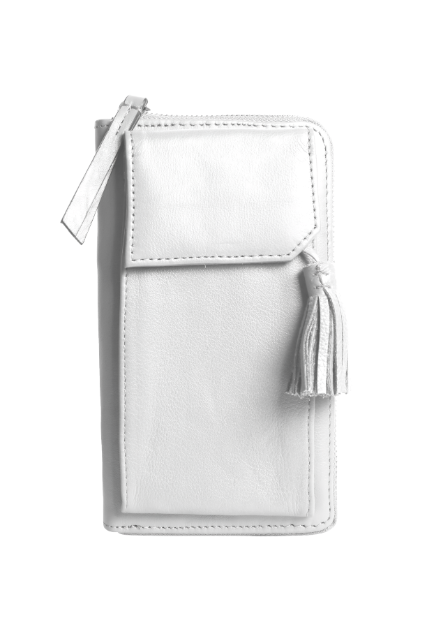 Three Fold Wallet Crossbody (White)