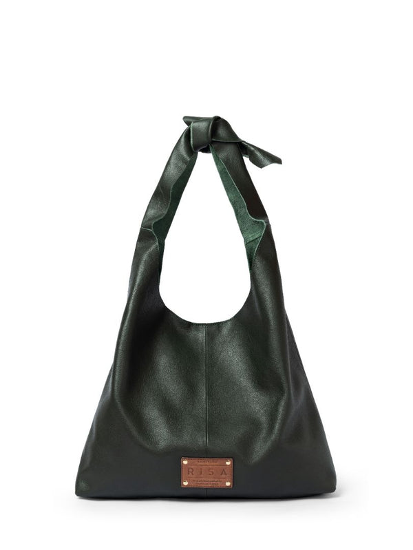 Knot Leather Shoulder Bag (Hunter Green)