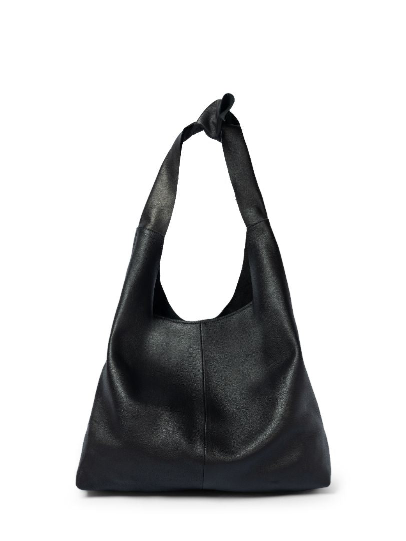 Knot Leather Shoulder Bag Black
