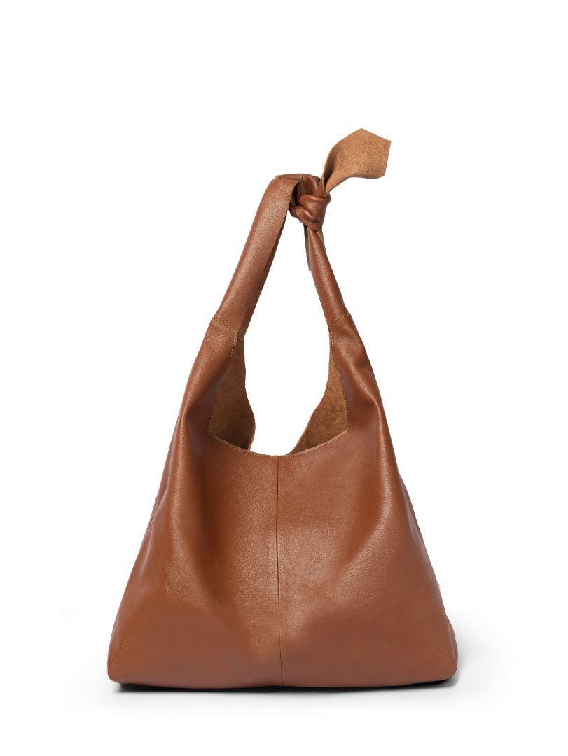 Knot Leather Shoulder Bag Tan