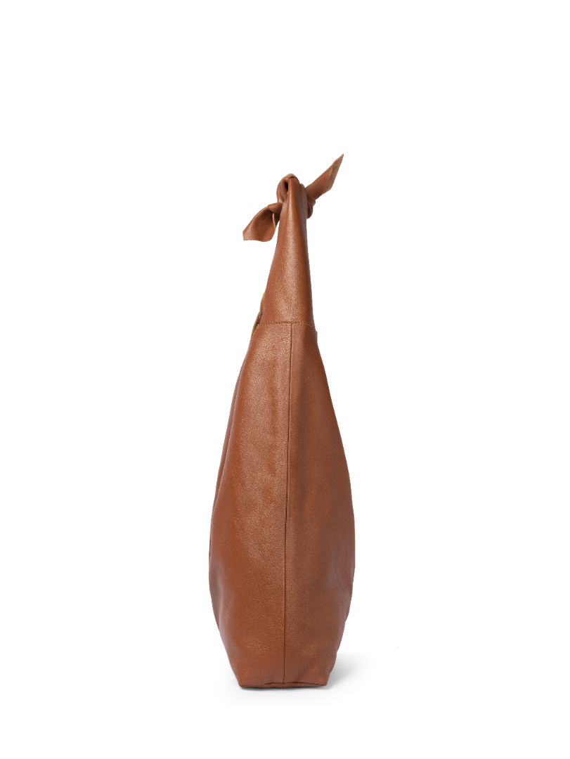 Knot Leather Shoulder Bag Tan
