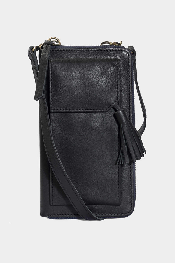 Three Fold Wallet Crossbody (Black)
